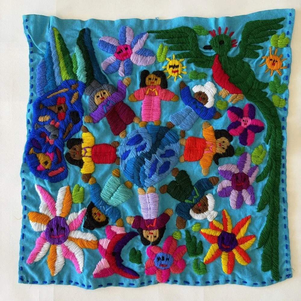 Authentic Guatemalan Embroidered Pillow Huipil 15" Square for Pillow, Craft - Picture 7 of 8